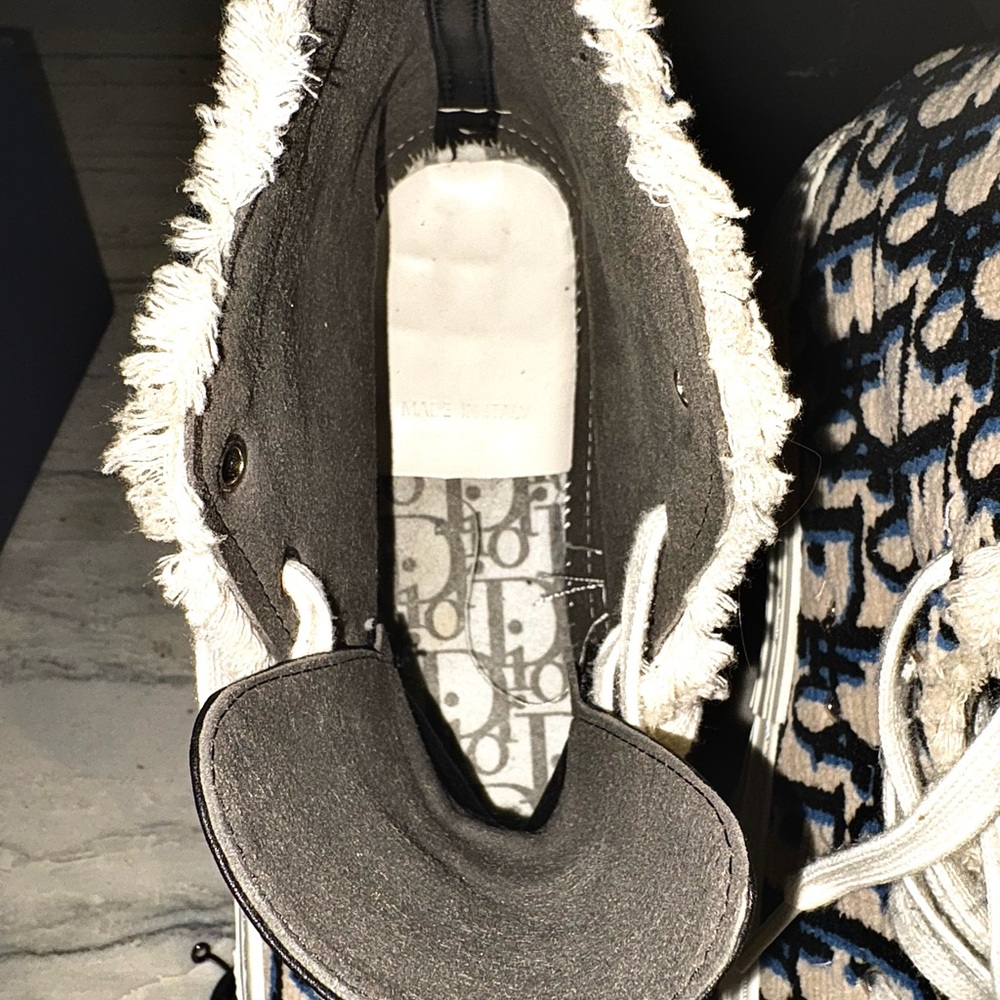 Dior Monogram High-Top Sneakers - Navy and White - Picture 15 of 16